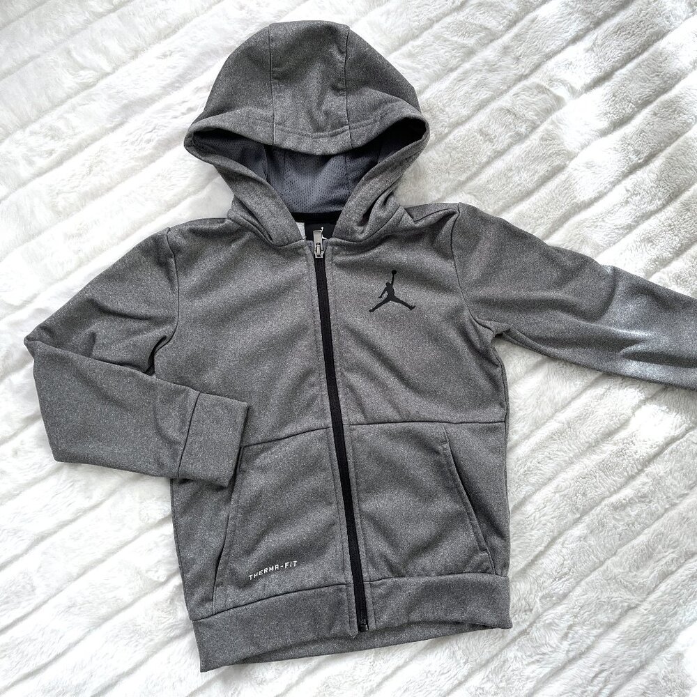Kids Nike Jordan Full Zip Hoodie Sweatshirt (Gray) 6
